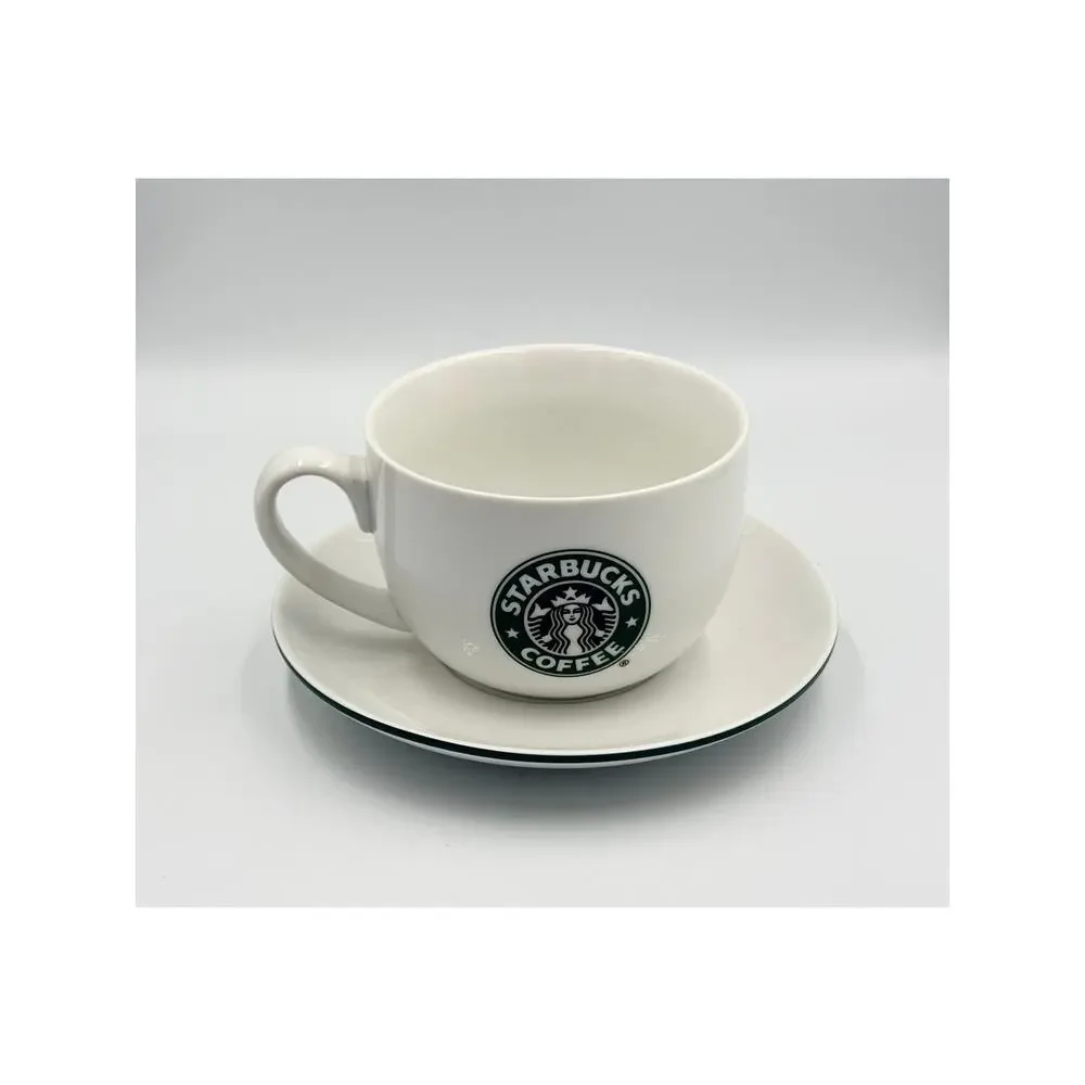 Starbucks Advertising JUMBO Cappuccino Coffee Soup Ceramic Cup and Saucer 2006